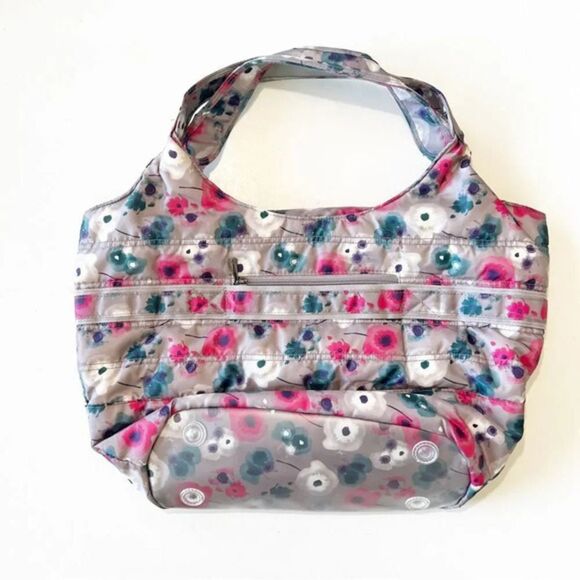 Lug Gondola Large Travel Tote Gray Floral Vacation Carryon Bag‎ Trolley Sleeve - Picture 2 of 10